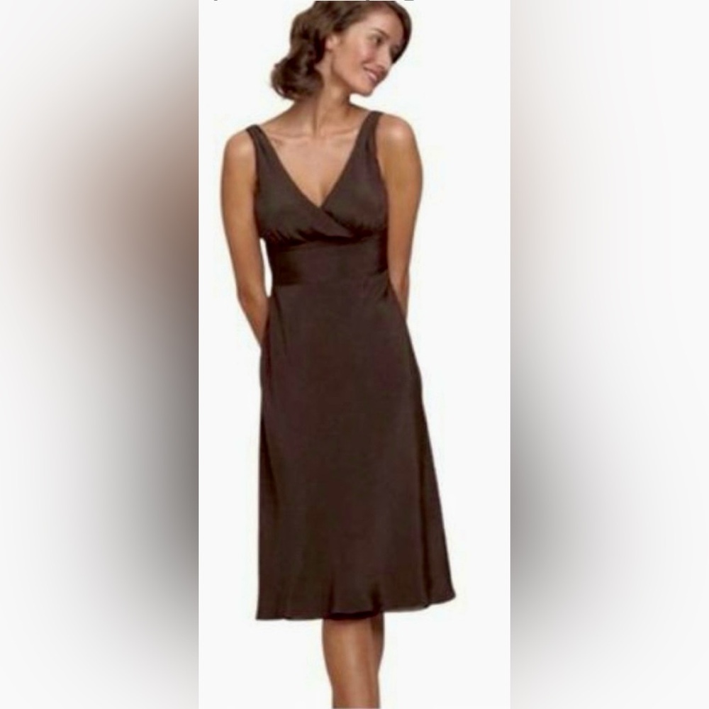 J. Crew Flowing Sable Brown Silk Sophia Cocktail Dress.